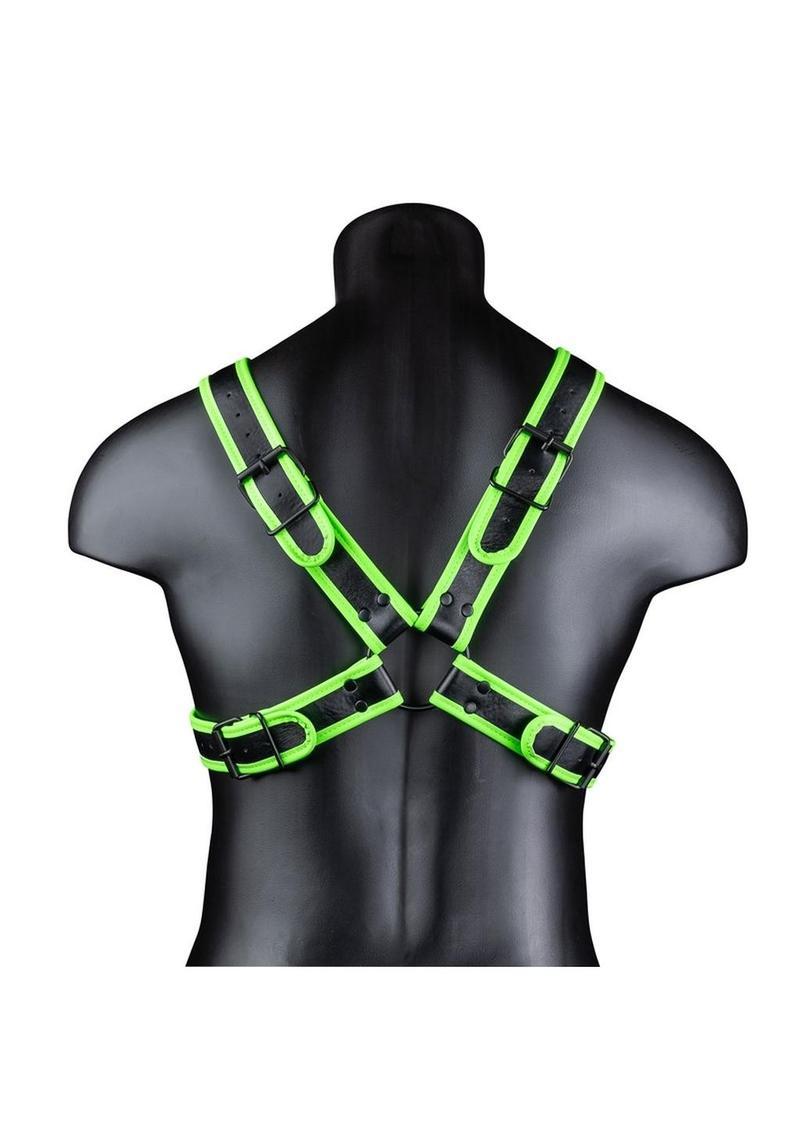 Ouch! Cross Harness - Black/Glow In The Dark/Green - Medium/Small
