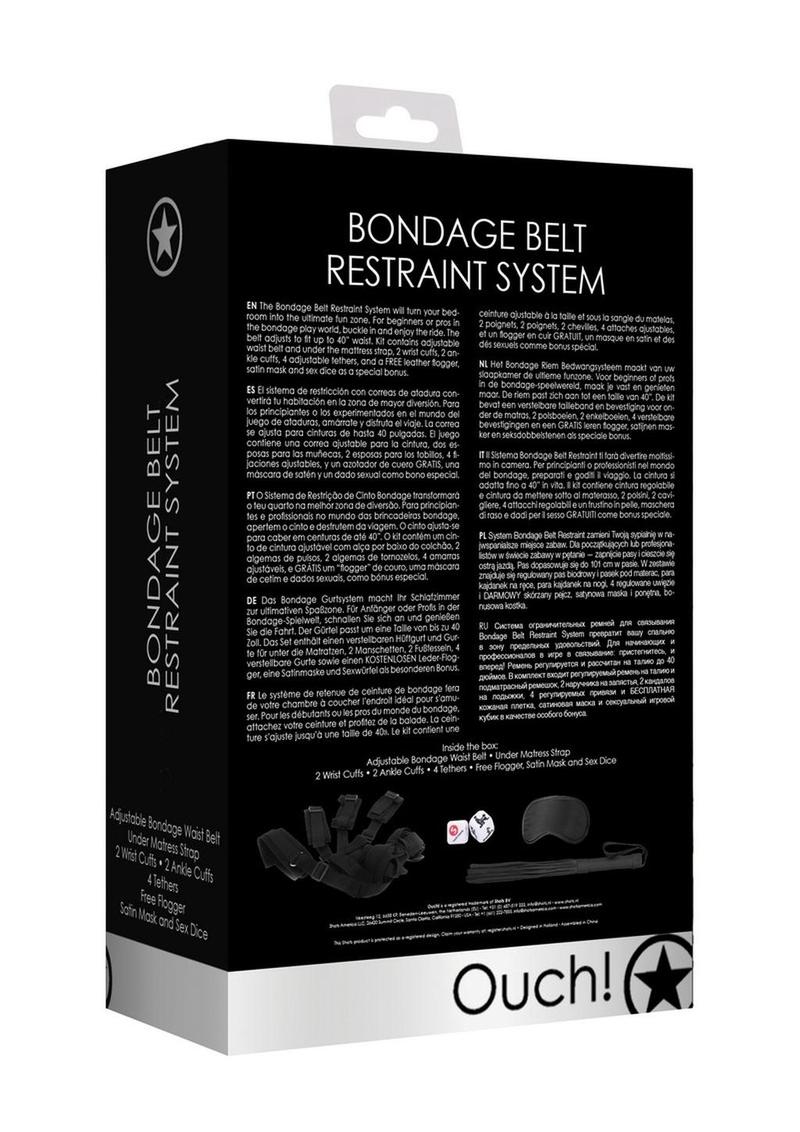 Ouch! Kits Bondage Belt Restraint System - Black - 8pc
