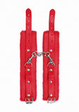 Ouch! Plush Leather Wrist Cuff - Red