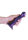 Ouch! Ultra Soft Curvy G-Spot Silicone Dildo 7in - Metallic - Purple