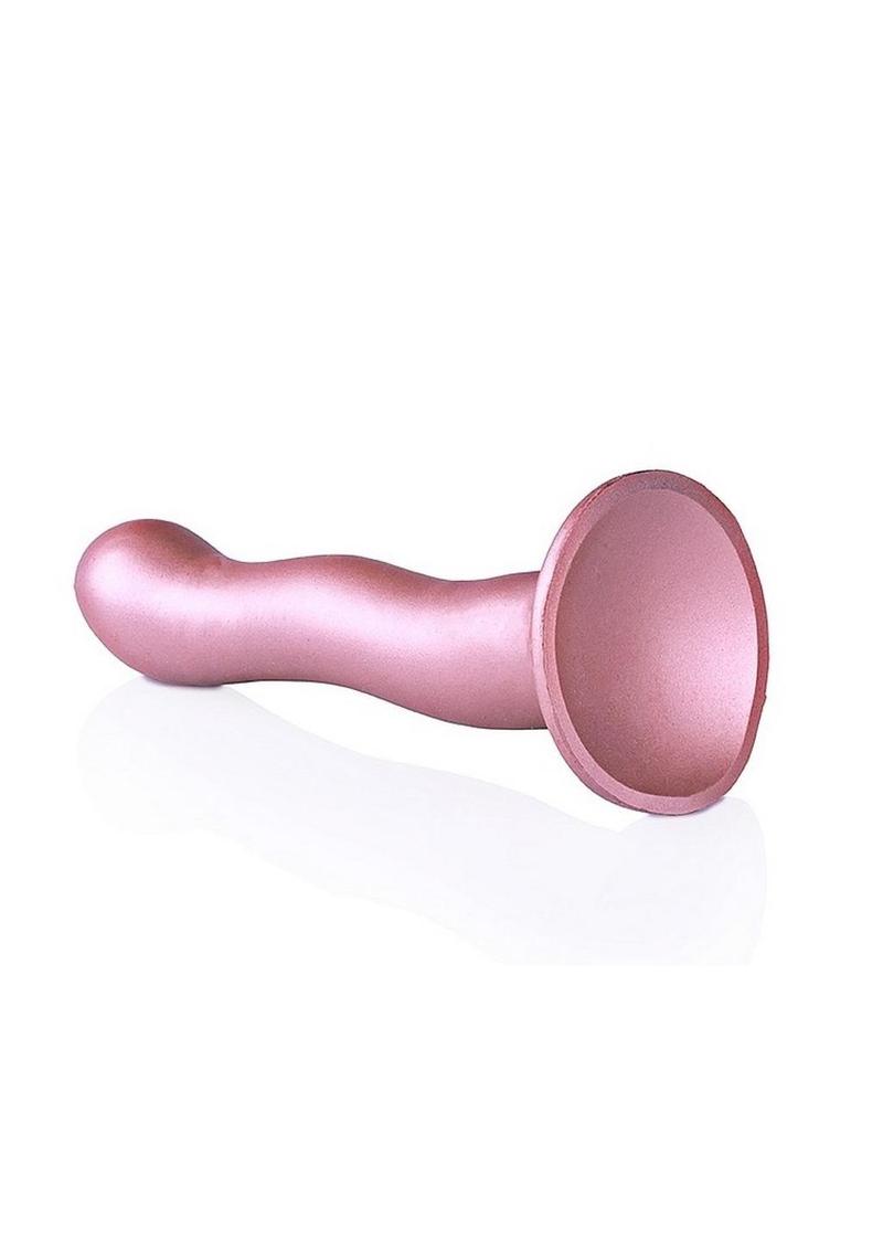 Ouch! Ultra Soft Curvy G-Spot Silicone Dildo 7in - Mettalic - Rose Gold