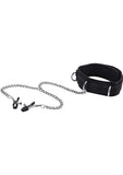 Ouch! Velcro Collar with Nipple Clamps - Black/Metal