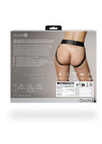 Ouch! Vibrating Strap-On Panty Harness with Open Back Rechargeable - Black - Small/XSmall