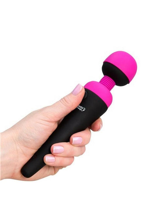 Palmpower Rechargeable Silicone Personal Wand Massager - Fuschia - Pink