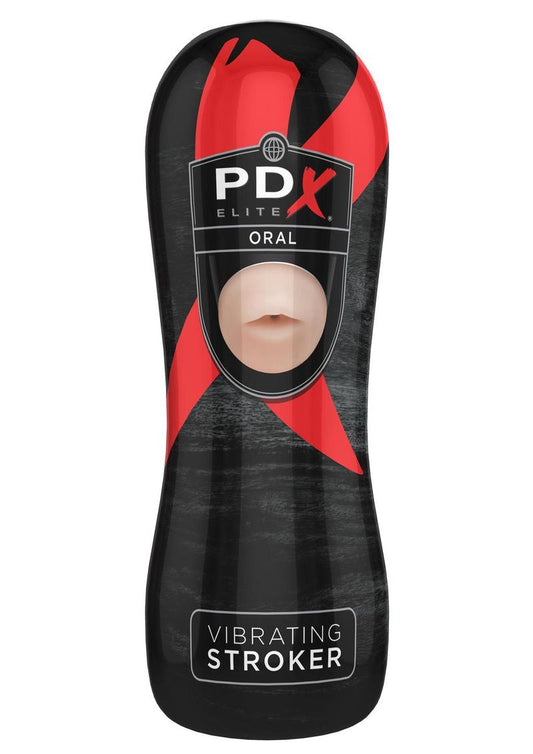 Pipedream Extreme Elite Vibrating Oral Masturbator with Bullet - Mouth - Black/Flesh/Vanilla