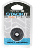 Perfect Fit Stackit Silaskin Cock Ring - Black/Clear