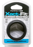 Perfect Fit Xact-Fit Silicone Ring Kit - Md/Lg - Black - 3 Pack