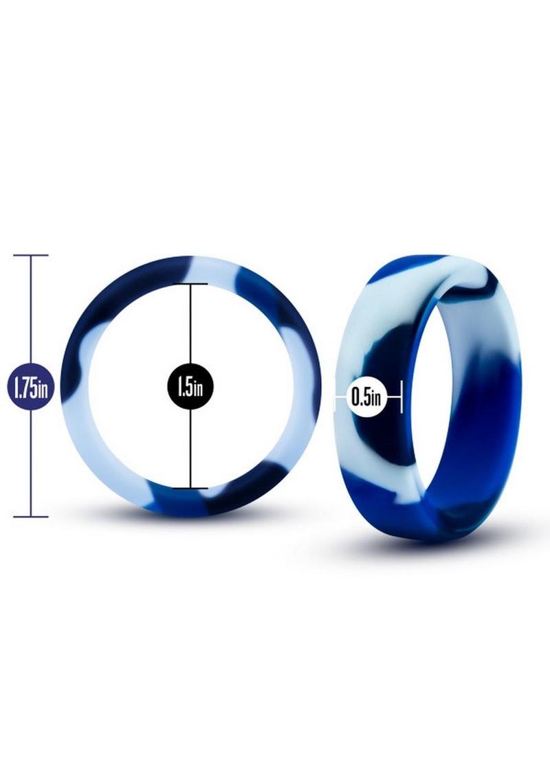 Performance Silicone Camo Cock Ring - Blue Camouflage - Blue