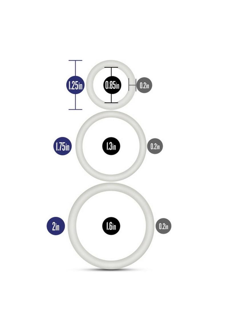 Performance Vs4 Pure Premium Silicone Cock Ring Set (3 Sizes - Glow In The Dark/White