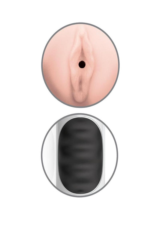 Pipedream Extreme Toyz Mega Grip Vibrating Pussy Masturbator - Pussy - Black/Vanilla/White