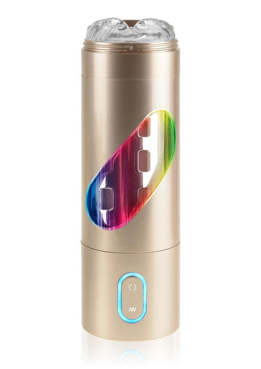 Pipedream Extreme Toyz Rechargeable Roto-Bator Ass Masturbator - Butt - Clear/Gold/Multicolor