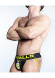 Pisspig 3d Rubber Urinal Jock - Black/Yellow - Medium