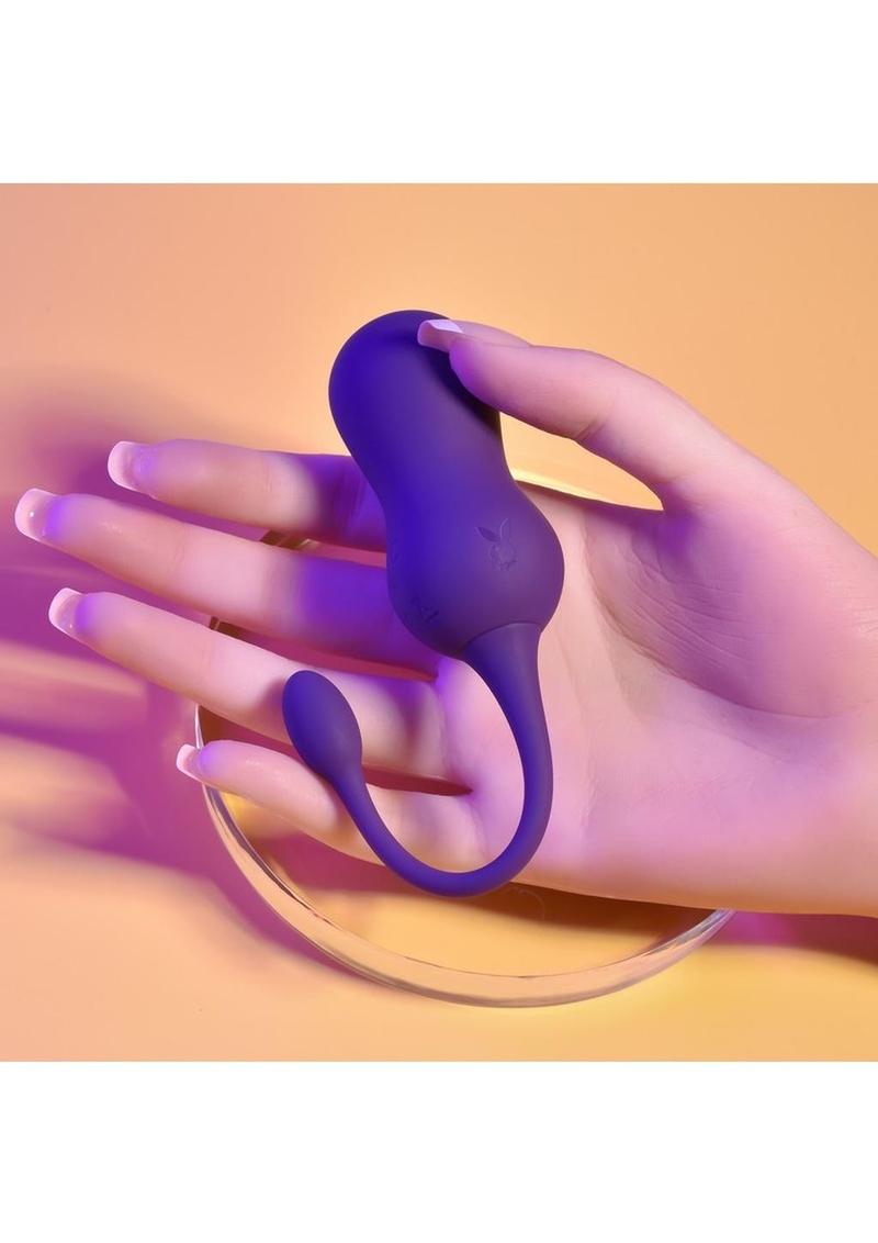 Playboy Double Time Rechargeable Silicone Vibrating Kegel Balls with Remote Control - Purple