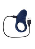 Playboy Pleasure Point Rechargeable Silicone Cock Ring - Blue