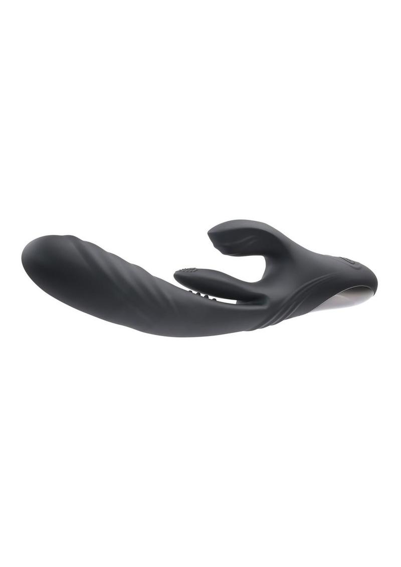 Playboy Rapid Rabbit Rechargeable Silicone Vibrator - Black