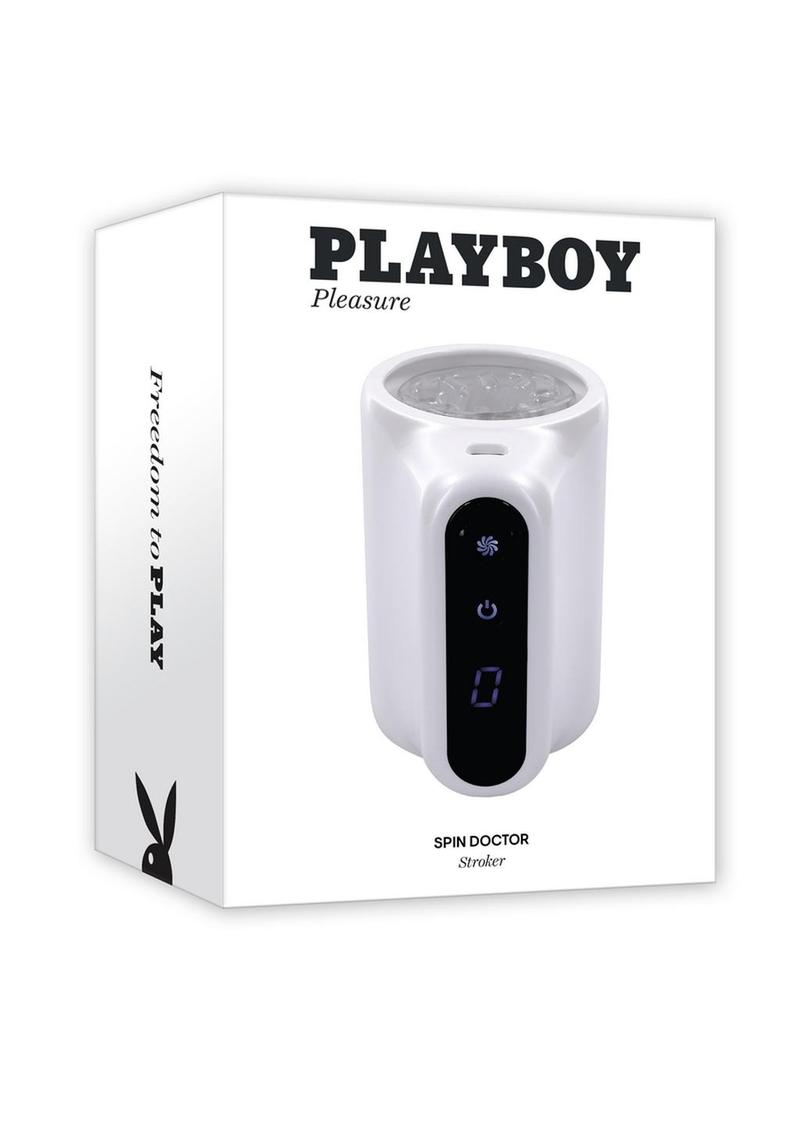 Playboy Spin Doctor Rechargeable Dual End Masturbator - Clear/White