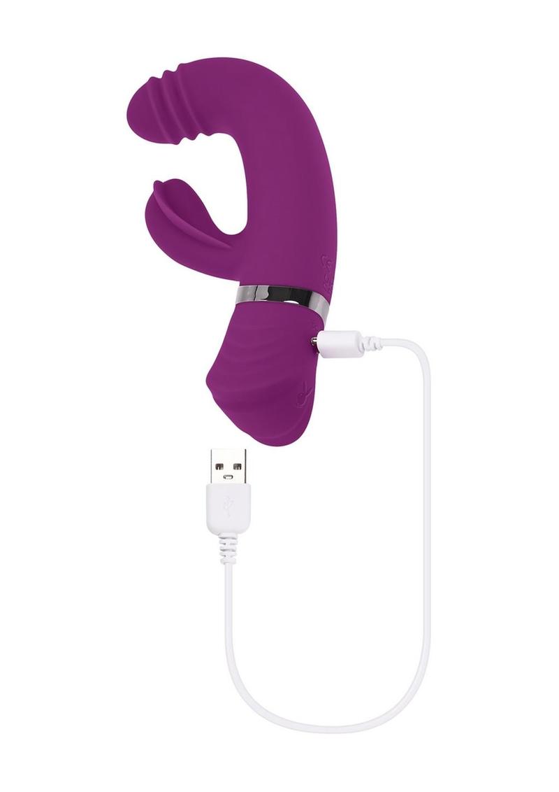 Playboy Tap That Rechargeable Silicone Vibrator with Clitoral Stimulator - Purple