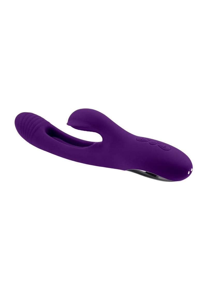 Playboy The Thrill Rechargeable Silicone Rabbit Vibrator - Purple