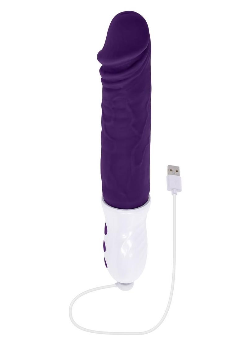 Plum Thrust Rechargeable Silicone Dildo - Purple/White