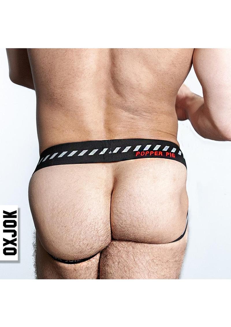 Popper Jock 3d Rubber Huffer Jock - Black/Red - Large