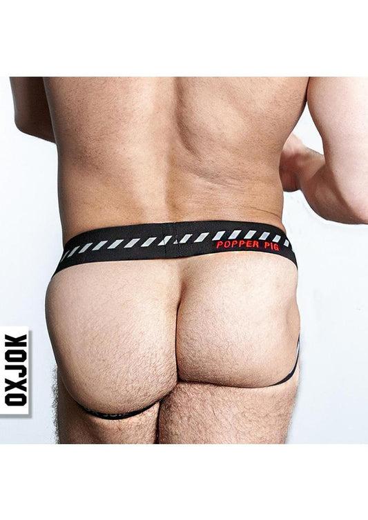 Popper Jock 3d Rubber Huffer Jock - Black/Red - Large