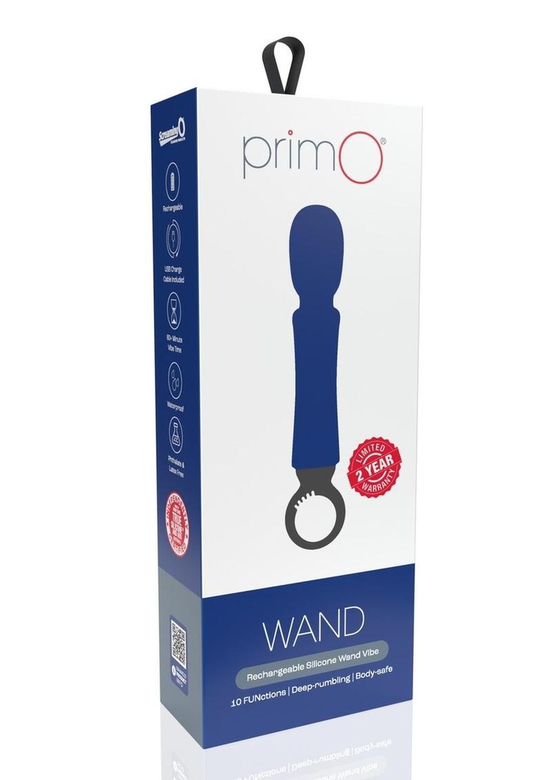 Primo Rechargeable Silicone Wand - Blue/Navy