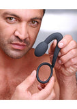 Prostatic Play Explorer Silicone Cock Ring and Prostate Plug - Black