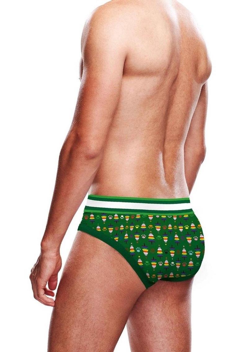 Prowler Christmas Tree Brief - Green/Multicolor/Rainbow - XSmall