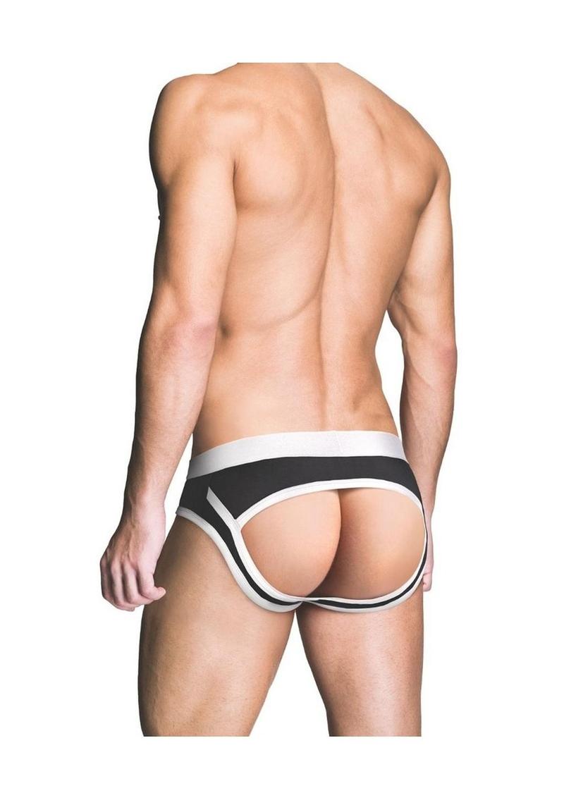 Prowler Red Ass-Less Brief - Black/White - Medium