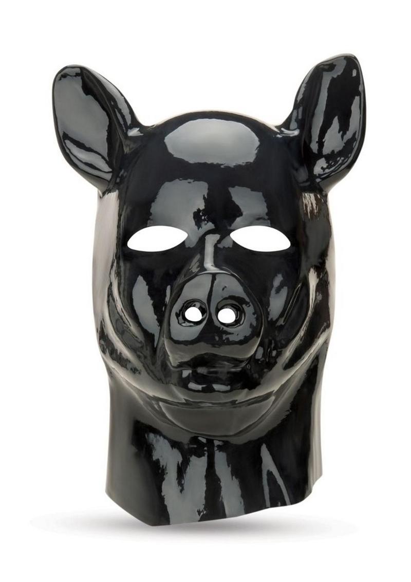 Prowler Red Latex Pig Hood - Black