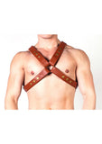 Prowler Red X Chest Harness - XXLarge - Brown/Brass - Brown/Metal - XXLarge