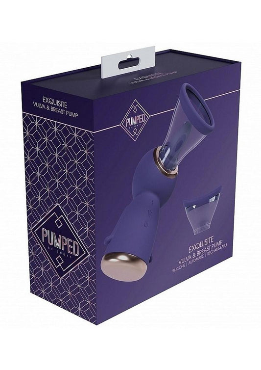 Pumped Exquisite Automatic 13 Speed Silicone Rechargeable Vulva and Breast Pump - Purple