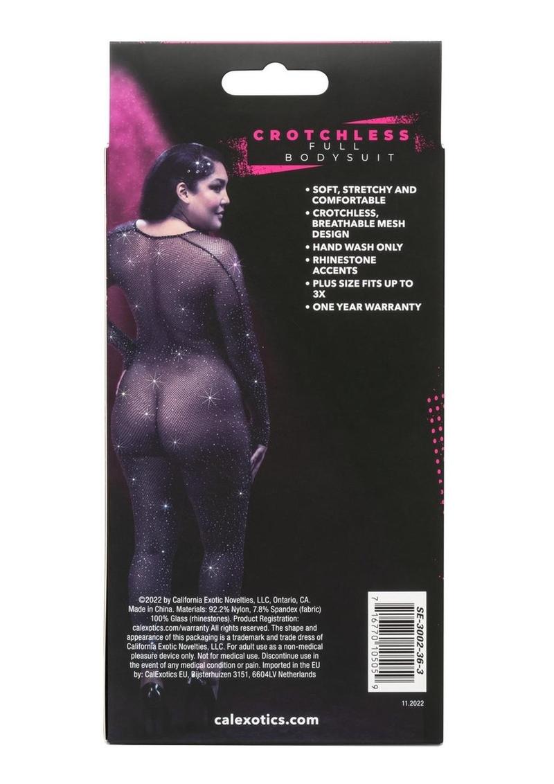 Radiance Crotchless Full Body Suit - Black - Plus Size/Queen