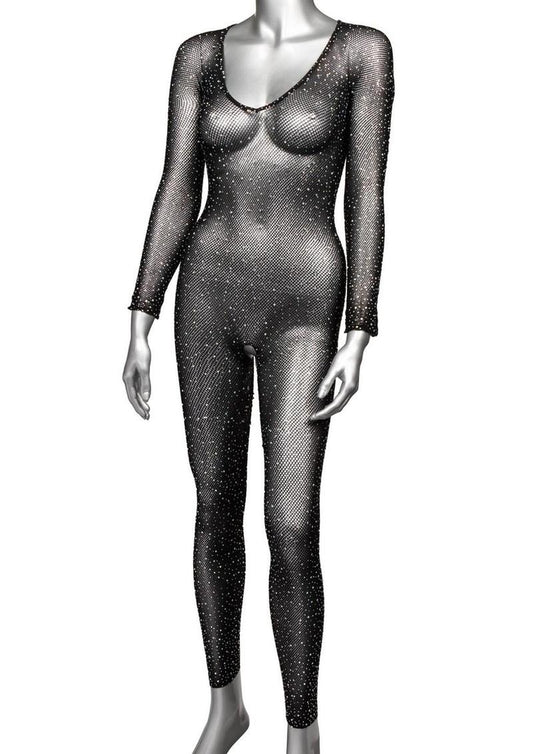 Radiance Crotchless Full Body Suit - Black - Plus Size/Queen