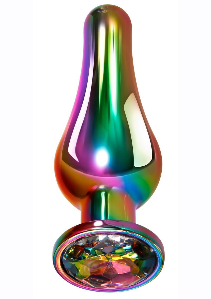 Rainbow Metal Anal Plug - Metal/Multicolor - Large