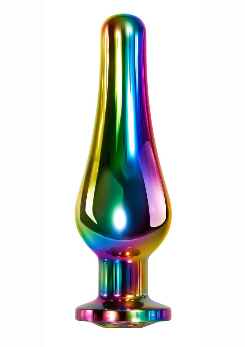 Rainbow Metal Anal Plug - Metal/Multicolor - Medium