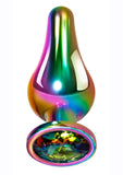 Rainbow Metal Anal Plug - Metal/Multicolor - Small