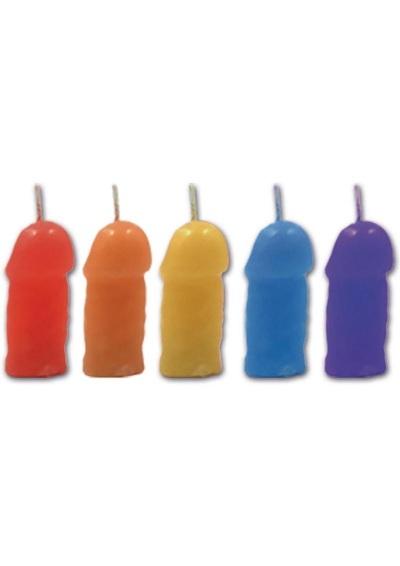 Rainbow Pecker Party Candles - Assorted Colors - 5 Each Per Pack