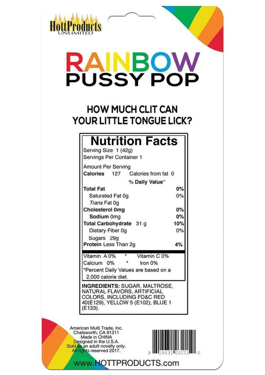 Rainbow Pussy Pops Candy Fruity Flavor - Multicolor