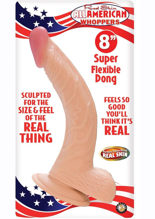 Real Skin All American Whoppers Dildo with Balls - Flesh/Vanilla - 8in