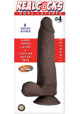 Realcocks Dual Layered #4 Bendable Thick Dildo - Brown/Chocolate - 8in