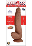 Realcocks Dual Layered #6 Bendable Dildo Curved - Brown/Caramel - 8in