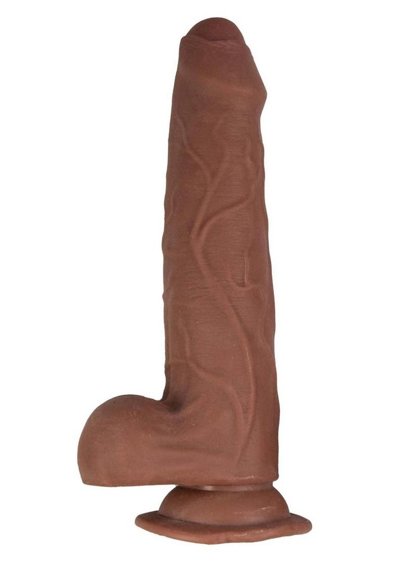 Realcocks Dual Layered Uncut Slider Thin Tip Dildo - Caramel - 8.5in