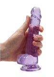 Realrock Crystal Clear Dildo with Balls - Purple - 7in