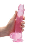 Realrock Crystal Clear Dildo with Balls - Pink - 8in