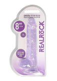 Realrock Crystal Clear Dildo with Balls - Purple - 8in