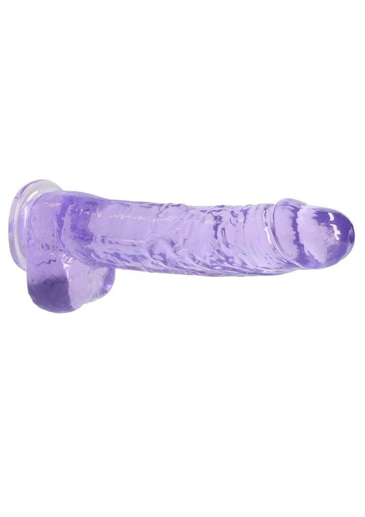 Realrock Crystal Clear Dildo with Balls - Purple - 9in