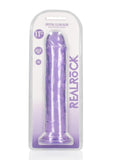 Realrock Crystal Clear Straight No Balls Dildo - Clear/Purple - 11in