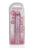 Realrock Crystal Clear Straight No Balls Dildo - Clear/Pink - 9in