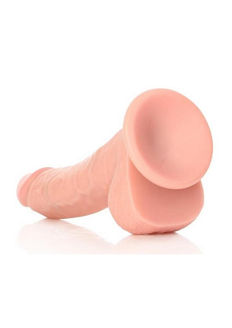 Realrock Curved Realistic Dildo with Balls and Suction Cup - Vanilla - 8in